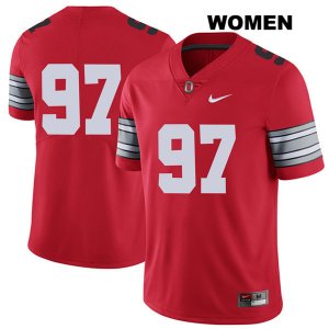 Women's NCAA Ohio State Buckeyes Nick Bosa #97 College Stitched 2018 Spring Game No Name Authentic Nike Red Football Jersey OU20W52JS